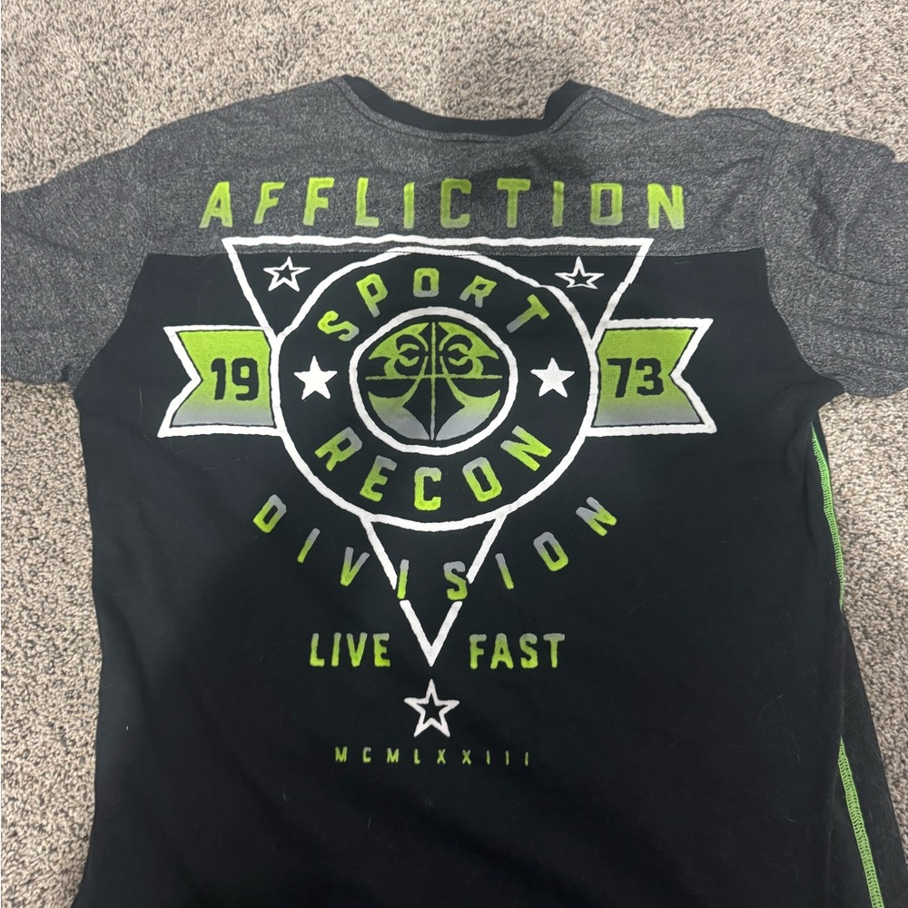 Affliction Men's Black and Gray Sport Recon Tee